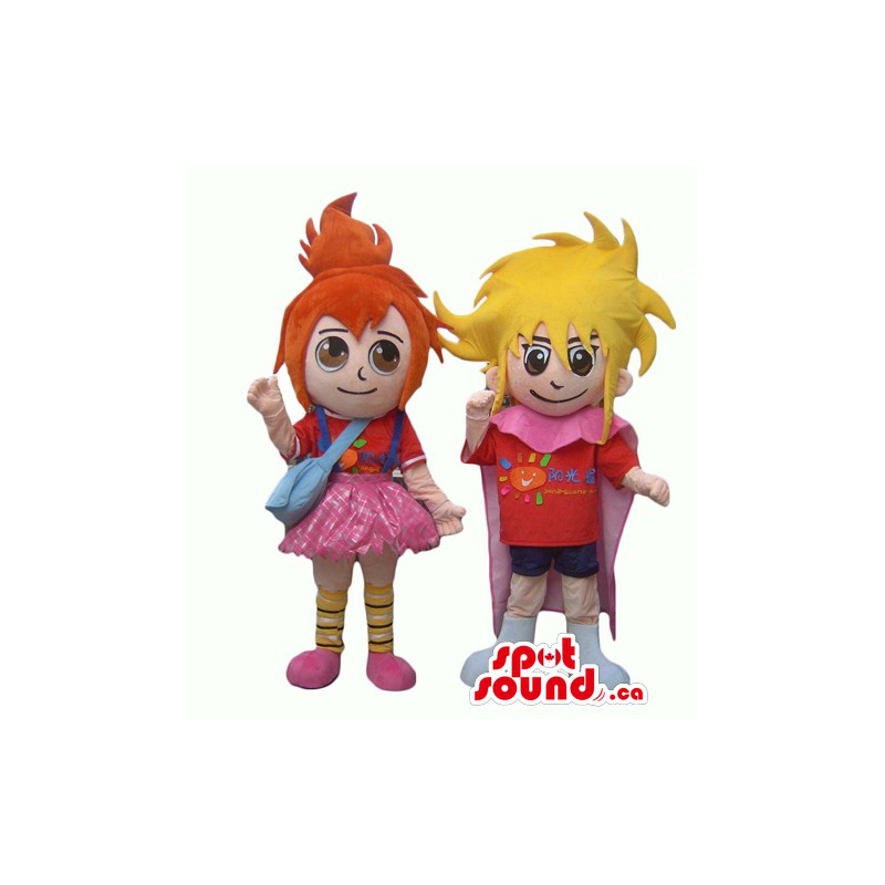 Cute boy and girl Mascot costume fancy dress cartoon character - SpotSound  Mascots in Canada / US / Latin America Sizes L (175-180CM)