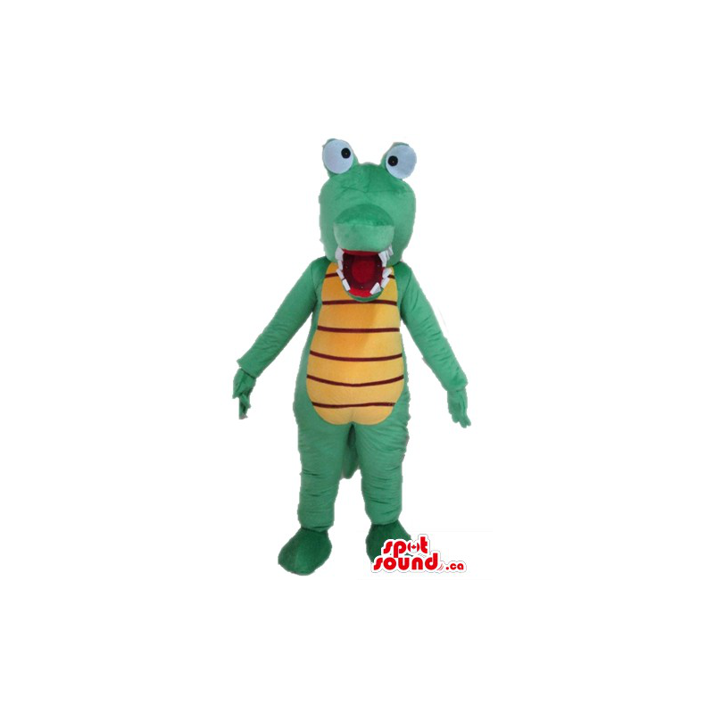 Disfraz de cocodrilo verde y amarillo, mascota de Tamaño L (175-180 CM)