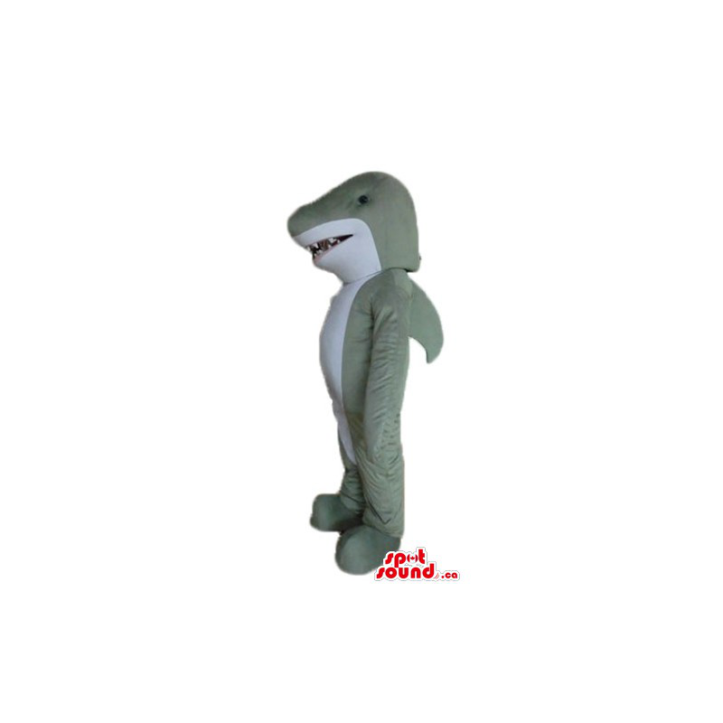 Giant white and grey shark Mascot costume character fancy dress ...