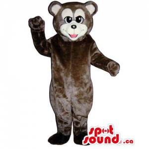 Customised All Brown Bear Mascot With White Face And Ears