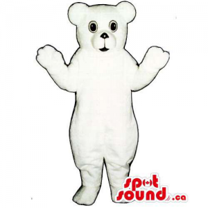 Customised And All White Bear Mascot With Black Nose