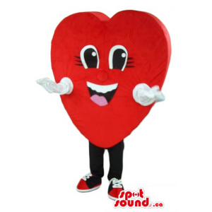 Happy red Heart Mascot with...