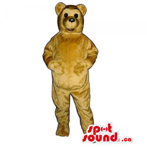 Customised Light Brown Bear Mascot With Small Black Eyes