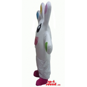 White happy hand Mascot costume with pink shoes and black eyes - Mascots not classified - MASCAD8143 - SpotSound.ca