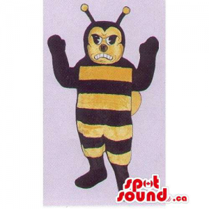 Customised Bee Insect Mascot With Stripes And Angry Face