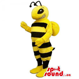 Customised Bee Insect Mascot With Stripes And Peculiar Smile