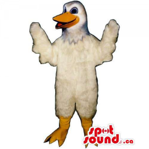 Customised And All White Duck Animal Mascot With Open Beak