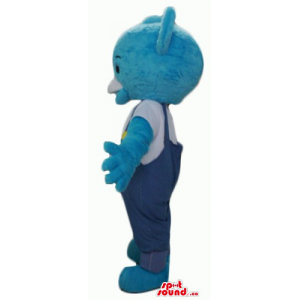 Blue Teddy Bear Mascot in...