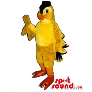 Customised Yellow Bird Mascot With A Black Comb