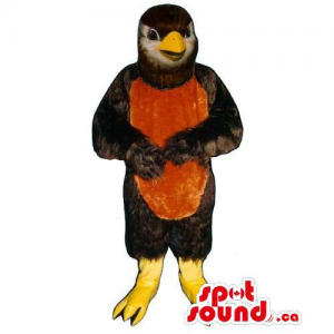 Mascota Pájaro Negro Con Barriga Roja Personalizable
