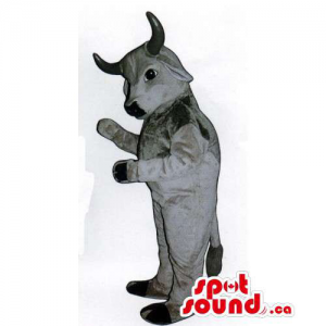 Customised Grey Bull Animal Mascot With Black Horns