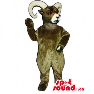 Brown Customised Goat Animal Mascot With Curved White Horns