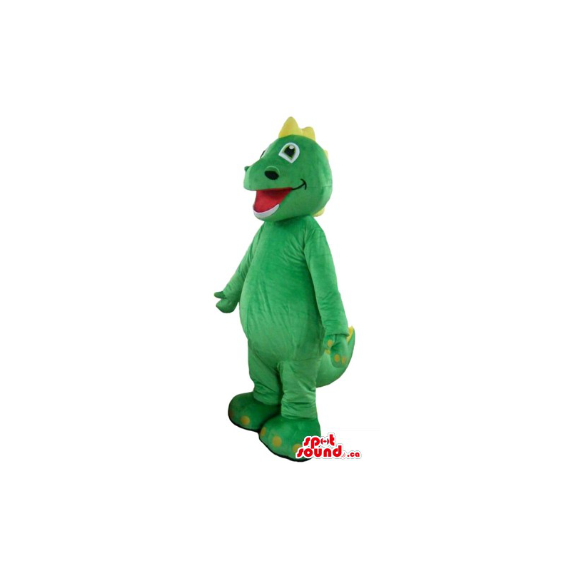 Green happy Dinosaur Mascot costume cartoon character fancy dress -  SpotSound Mascots in Canada / US / Latin America Sizes L (175-180CM)