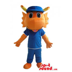 Blue orange Dragon Mascot...