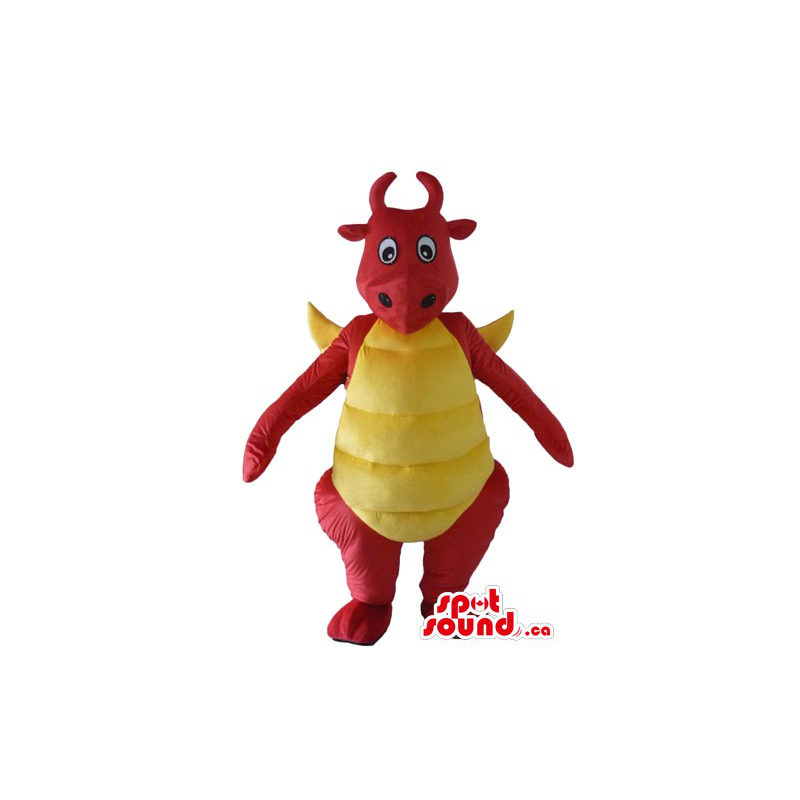Red yellow Dragon Mascot costume cartoon character fancy dress ...