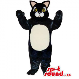 Customised Black Large Cat Mascot With A White Belly