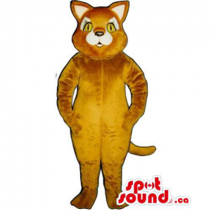 Customised And All Light Brown Cat Mascot With Yellow Eyes