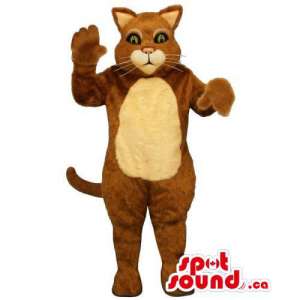 Customised Brown Cat Animal Mascot With Beige Belly
