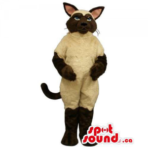 Customised Siamese Breed Cat Animal Mascot With Beige Body