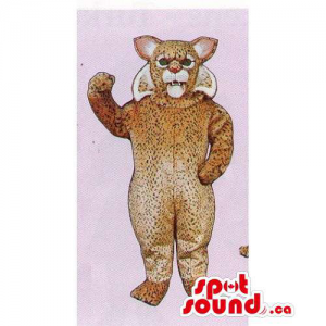 Customised Brown And Beige Wildcat Mascot With Furious Look