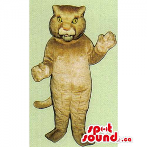Customised Beige Wildcat Mascot With Furious Look