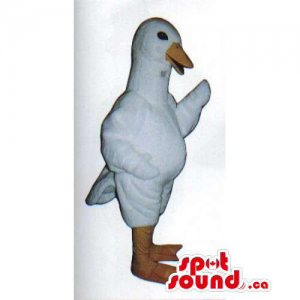 All White And Customised Goose Farm Bird Mascot