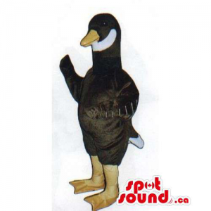 Black Customised Duck Farm Bird Mascot With White Stripe