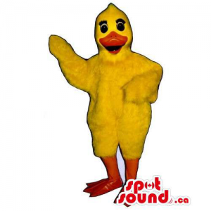 Customised All Yellow Duck Mascot With Orange Beak