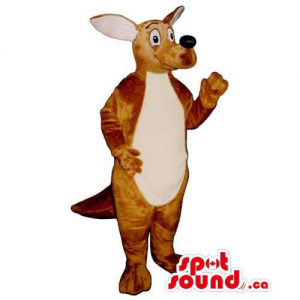 Customised Brown Kangaroo Mascot With Beige Belly And Long Ears