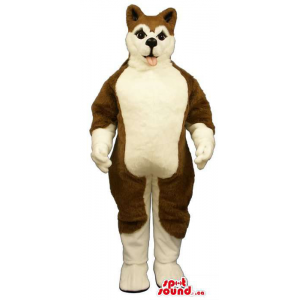 Customised Brown And White Husky Breed Dog Mascot