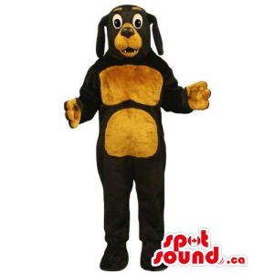 Customised Black Dog Mascot With Brown Belly And Mouth