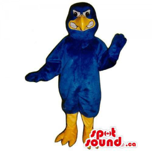 Mascota Pájaro Azul Con Cara Enfadada Personalizable