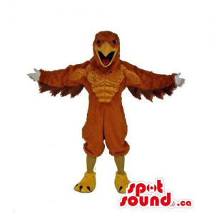 Mascota Águila Forzuda En Marrón Y Amarillo Personalizable
