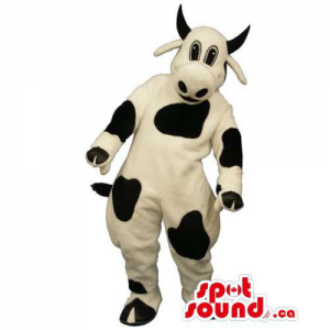 Customised Cow Animal Mascot In White With Black Spots