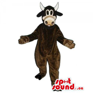 Customised Cow Animal Mascot In Brown Without Spots