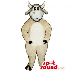 Customised Cow Mascot In Beige With White Belly And Face