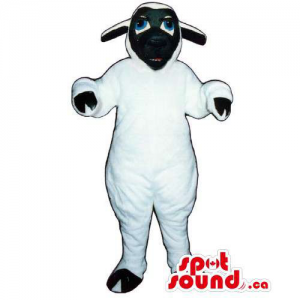 Customised Plush White Sheep Animal Mascot With A Black Face