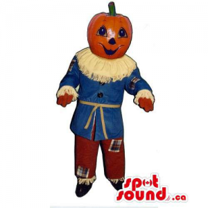 Customised Pumpkin Head Mascot Dressed As A Scarecrow