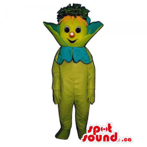 Customised Green Creature Fairy-Tale Mascot With Red Nose