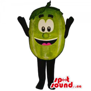 Customised Green Pea Mascot With Large Eyes And Smile