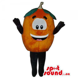 Mascota Naranja O Mandarina Con Ojos Y Sonrisa Personalizable