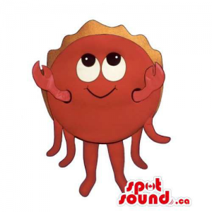 Customised Red Round Crab Seafood Mascot With Peculiar Eyes