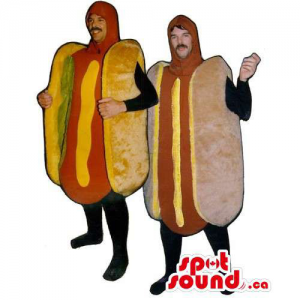 Couple Hot Dog Mascot Or...