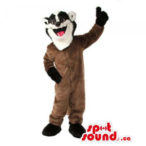 Customised Brown Plush Skunk Mascot With Black And White Face