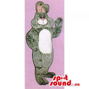 Grey Rabbit Mascot With A...