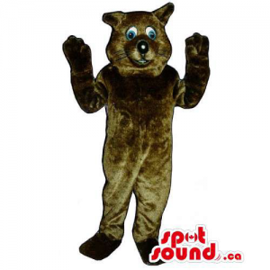 Customised Dark Brown Cat Pet Mascot With Blue Eyes