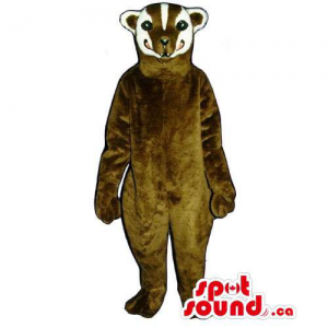 Customised Dark Brown Badger Mascot With A Striped Head