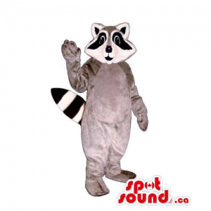 Customised Grey Raccoon Animal Mascot With Long Black Eyes