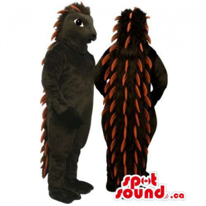 Customised All Black Porcupine Animal Mascot With Brown Spines