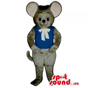Customised Grey Mouse Animal Plush Mascot Dressed In Boy Gear